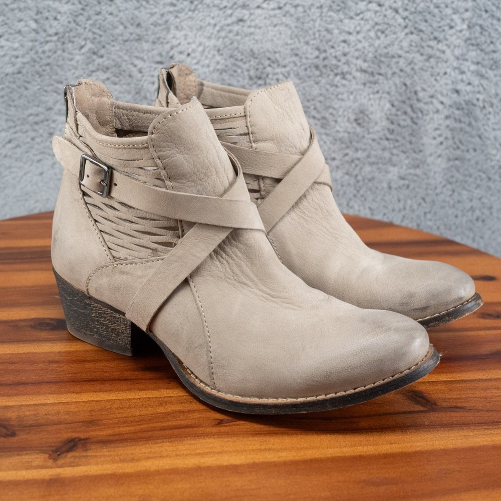 CHARLES by Charles David York Cutout Side Booties Taupe Washed Nubuck Size 6.5